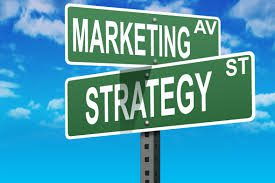 Marketing and strategy street signs intersection.