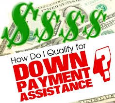 Dollar signs and down payment assistance text.