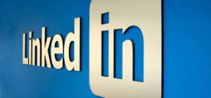 LinkedIn logo on a blue background.