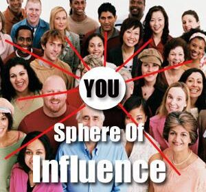 Diverse group with "Sphere of Influence" text.