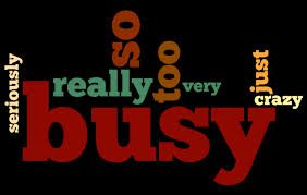 Word cloud featuring "busy" prominently.