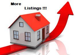 House with upward arrow, "More Listings!