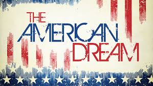The American Dream text with flag design.